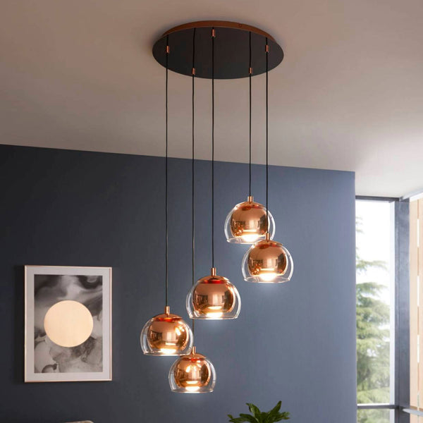 Rocamar 1 Five Drop Copper and Glass Pendant