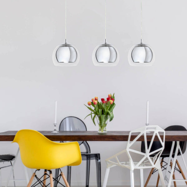 Rocamar Triple Bar Chrome and Glass Pendant