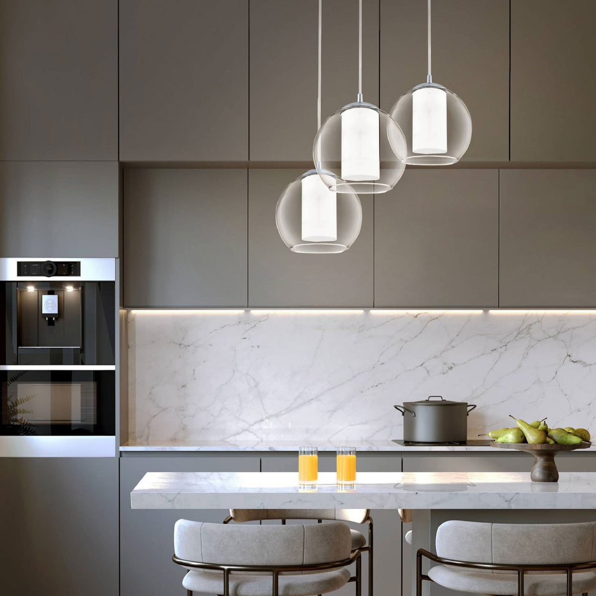 Bolsano Triple Glass Globe Pendant Light