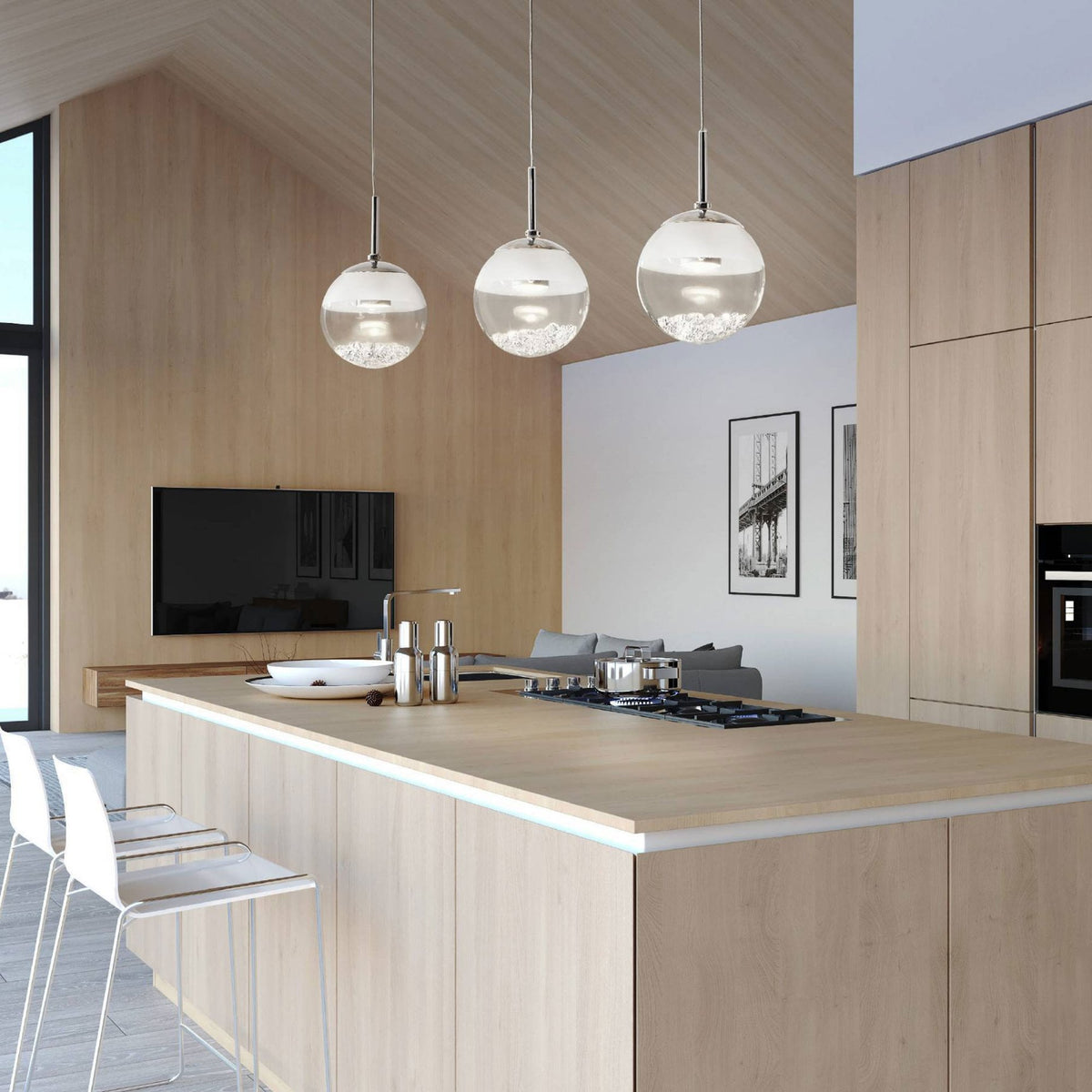 Montefio 1 LED Crystal Triple Globe Bar Pendant Light