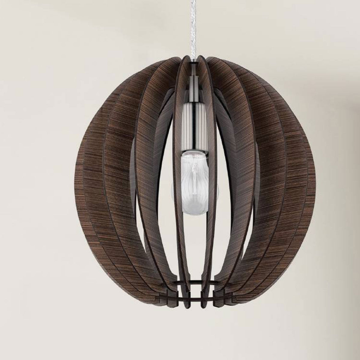 Cossano 300mm Wooden Pendant Light in Brown