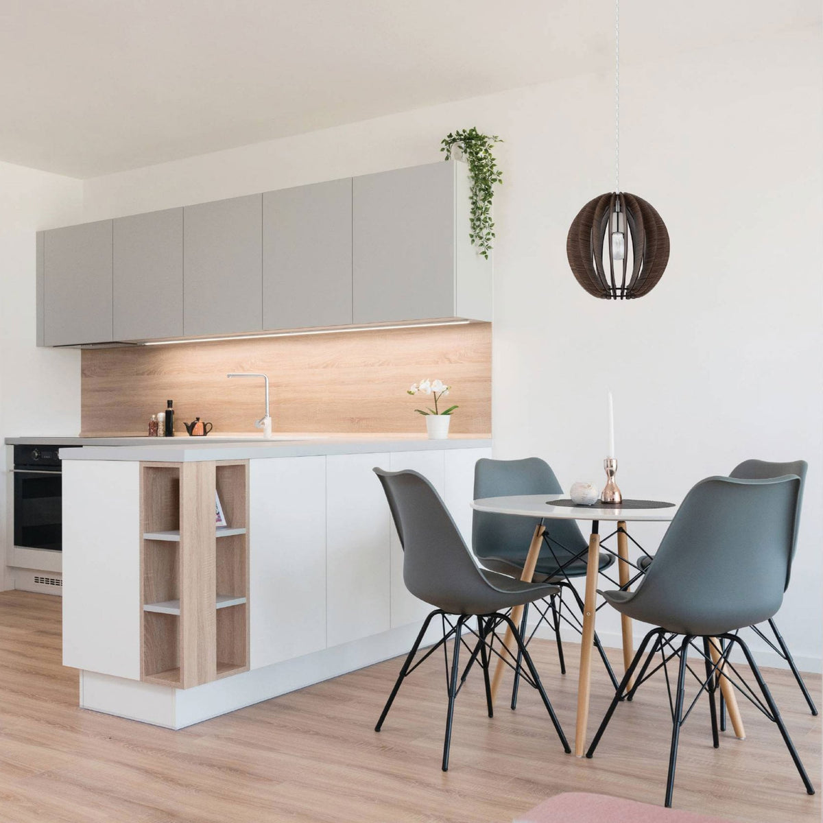 Cossano 300mm Wooden Pendant Light in Brown