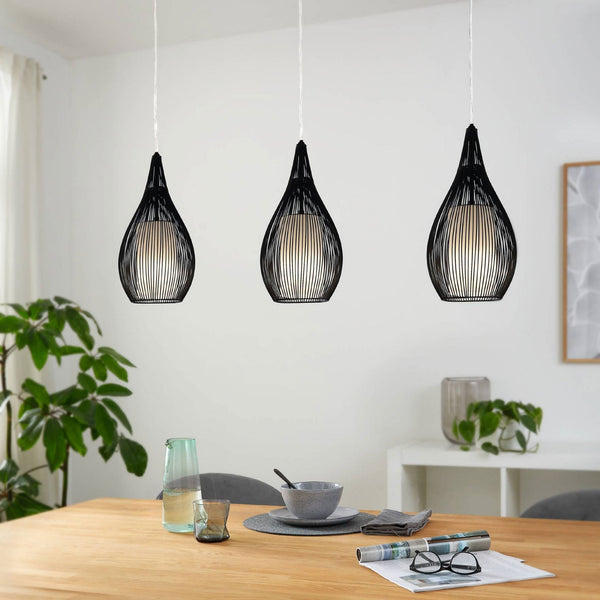 Razoni Steel Triple Drop Bar Pendant in Black