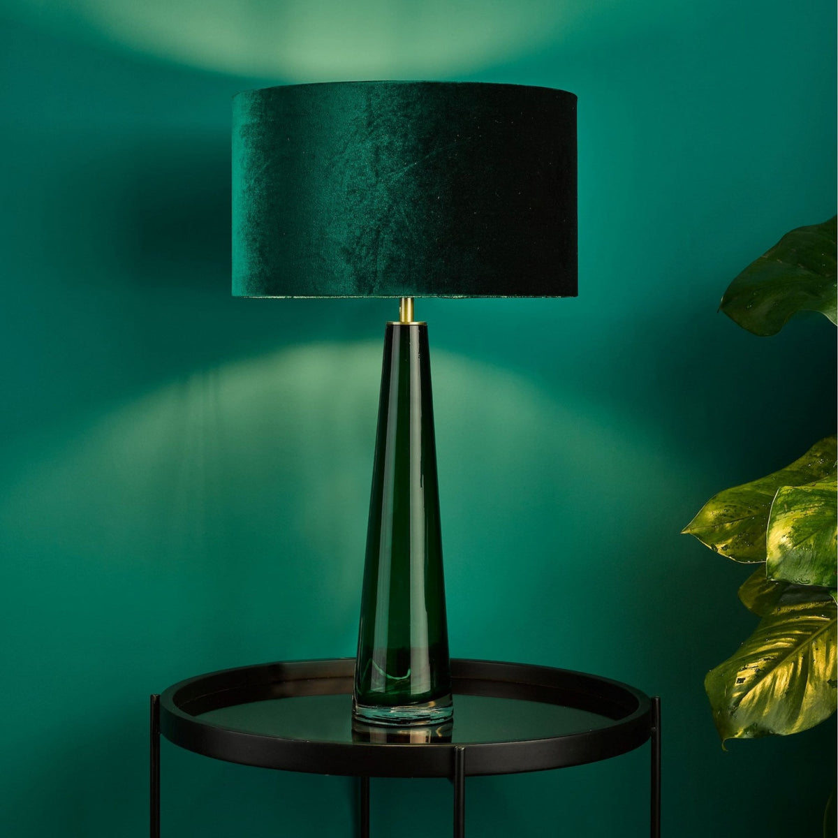 Samara Glass Table Lamp In Green (Base Only)