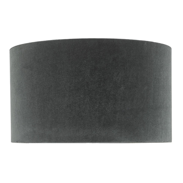 Akavia 35cm Velvet Drum Shade In Grey