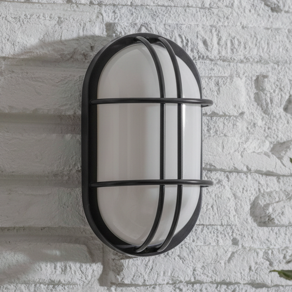 Harbour Bulkhead E27 Oval IP44 Exterior in Carbon