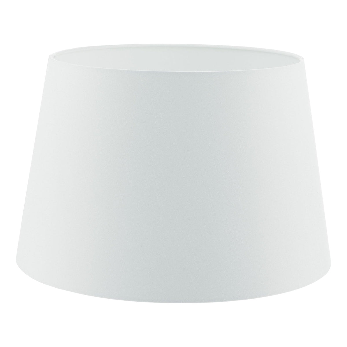 White tapered drum lampshade with a subtle fabric texture.