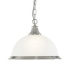 American Diner Satin Silver Pendant with Acid Ribbed Glass Shade