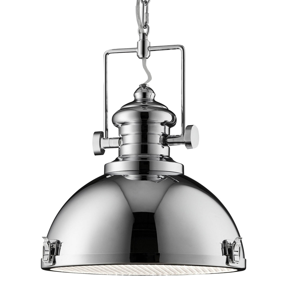 Industrial Pendant in Bright Chrome with Acrylic Diffuser