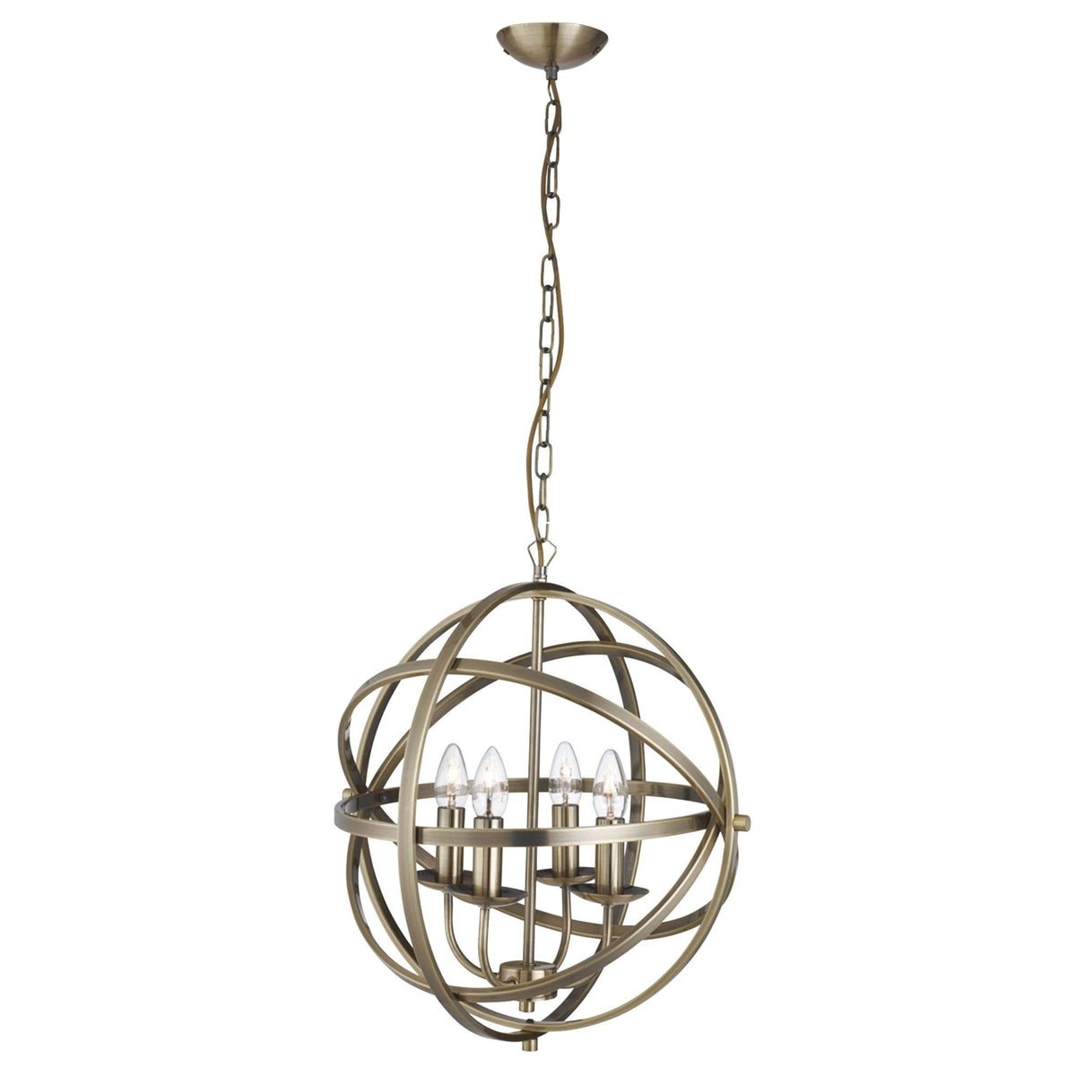 Orbit Antique Brass 4 Light Cage Pendant