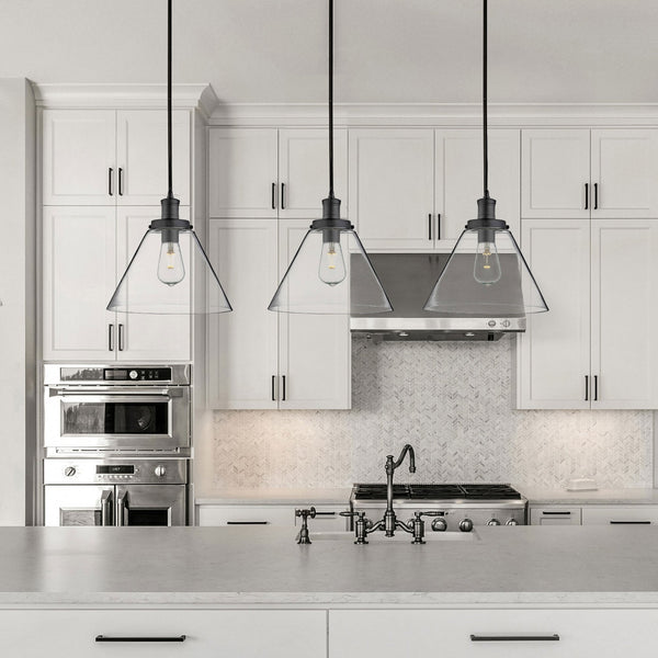 Pyramid Black Pendant With Clear Glass Shade