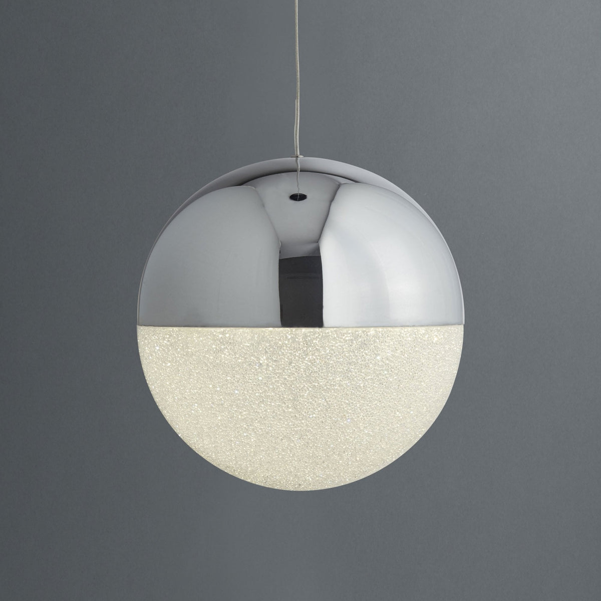 Marbles 8 LED Globe Pendant Chrome and Crushed Ice Glass
