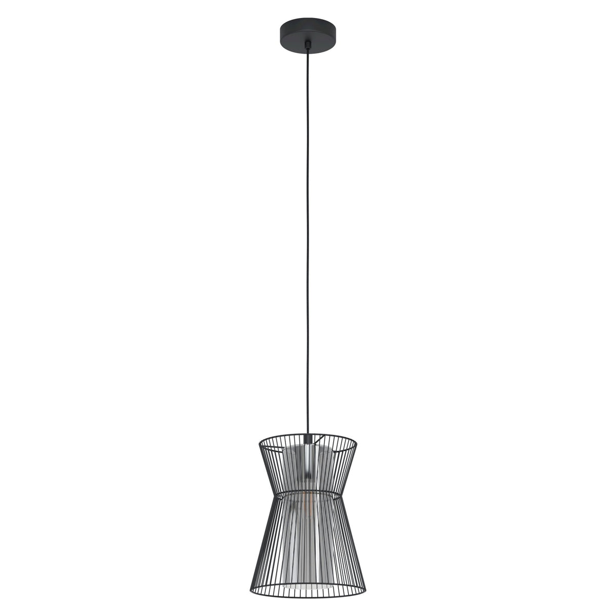 Maseta Single Pendant in Black with Smoked Glass Diffuser