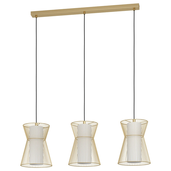 Maseta Triple Drop Linear Pendant in Gold with Opal Matt White Glass Diffusers