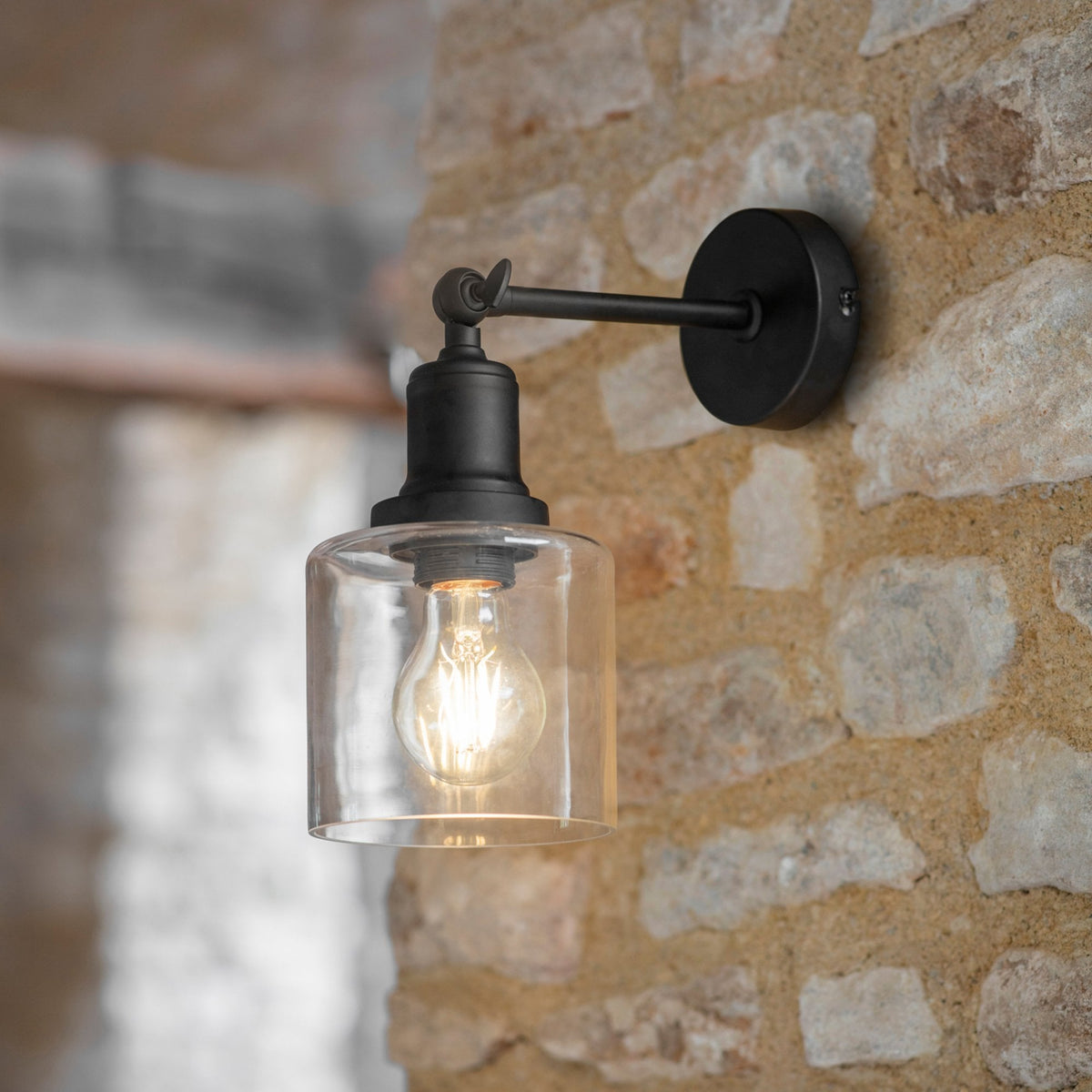 Hoxton Cylinder E27 Wall Light in Matt Black