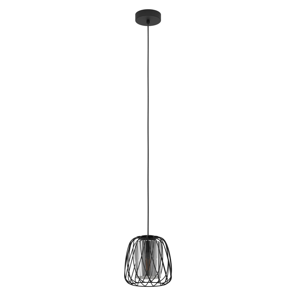 Floresta Single Pendant in Black with Black Vaporized Transparent Glass Diffuser