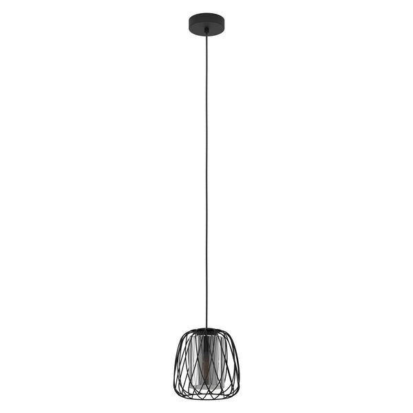 Floresta Single Pendant in Black with Black Vaporized Transparent Glass Diffuser
