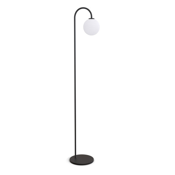 Ballon Floor Lamp In Satin Black With Opal Shade