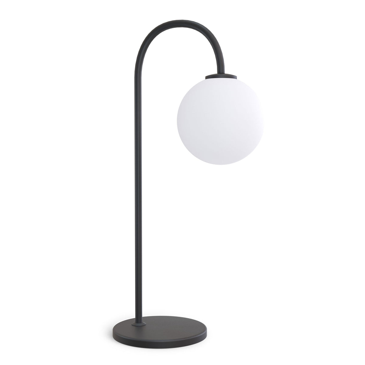 Ballon Table Lamp In Satin Black With Opal Shade