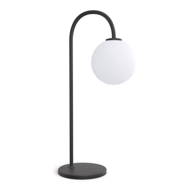 Ballon Table Lamp In Satin Black With Opal Shade