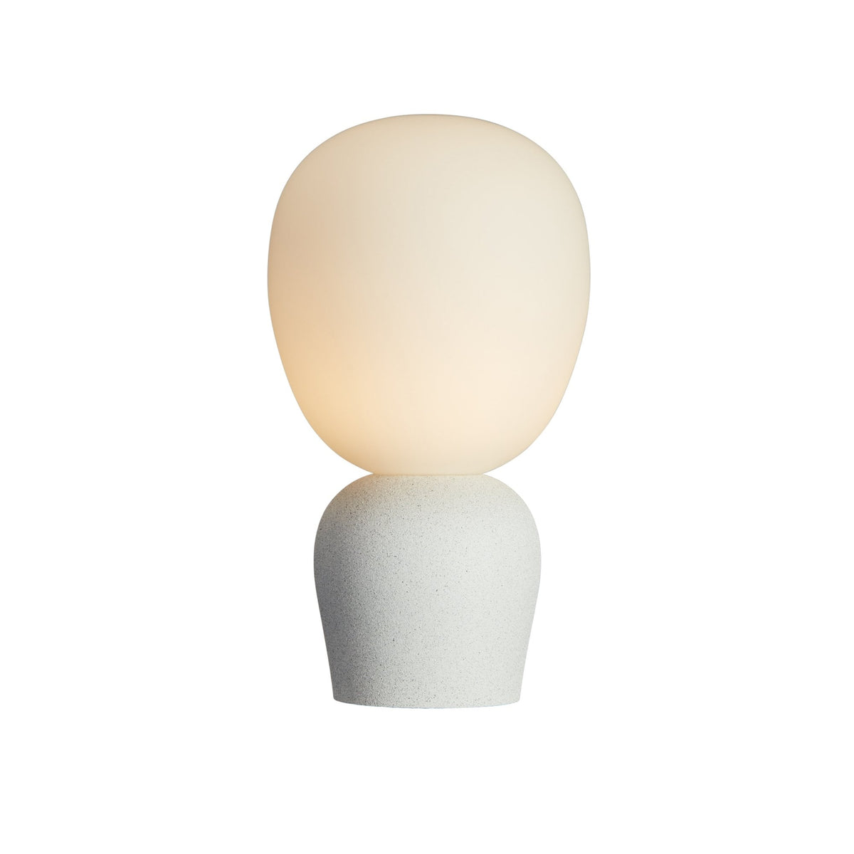BELID Buddy Table Lamp in Seashell, a white lamp with a textured base and a smooth, rounded top