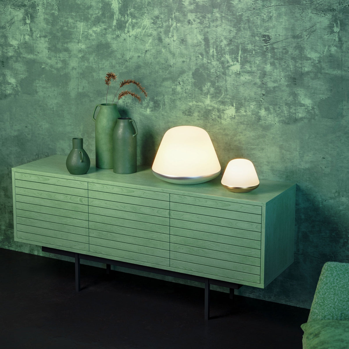 Bloom Large Dimmable Table Lamp In Satin Silver