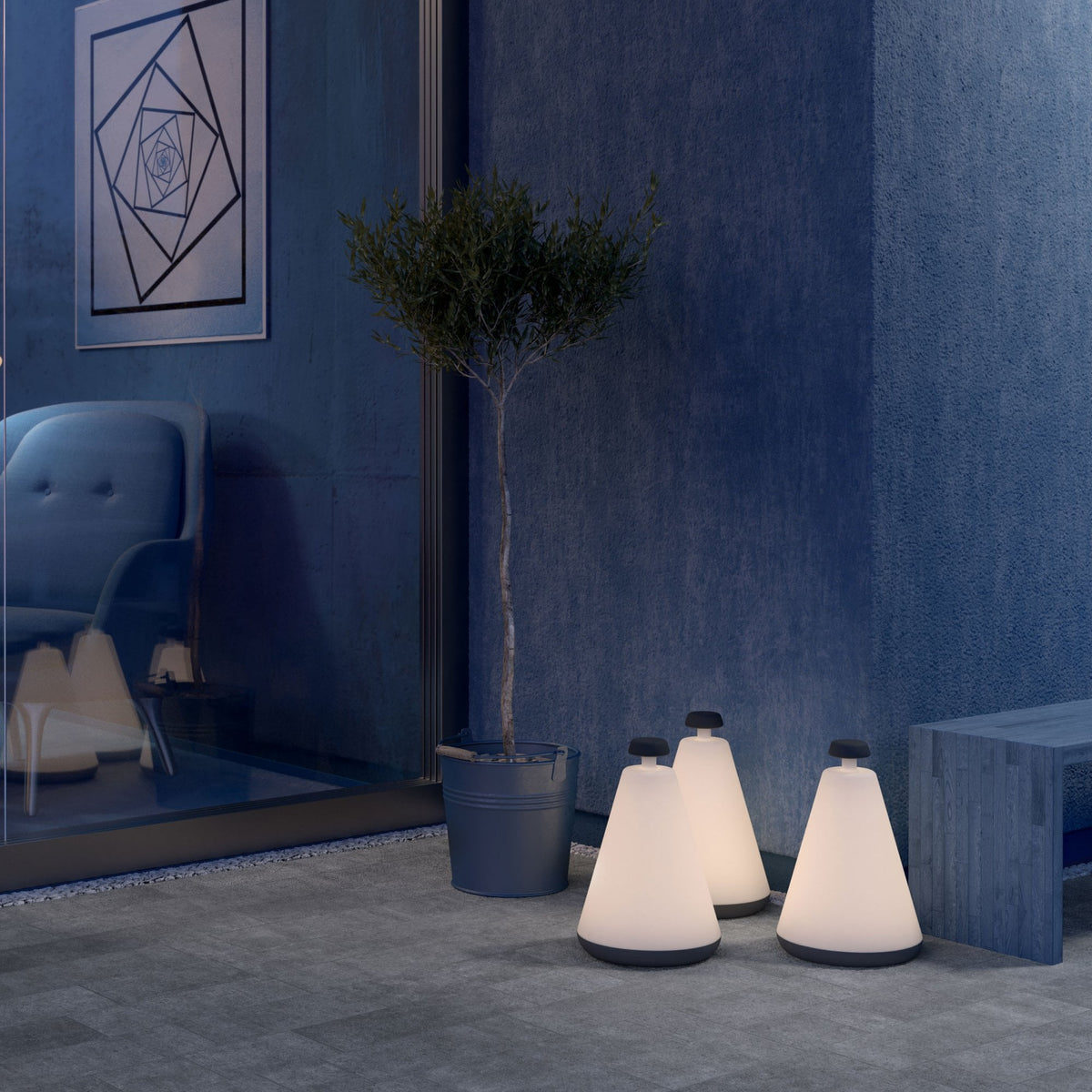 Buoy Outdoor Rechargeable Table Lamp In Grey