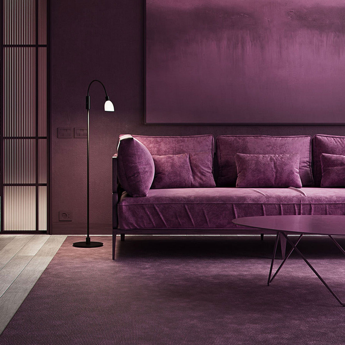 Cut Floor Lamp In Black With Opal Shade