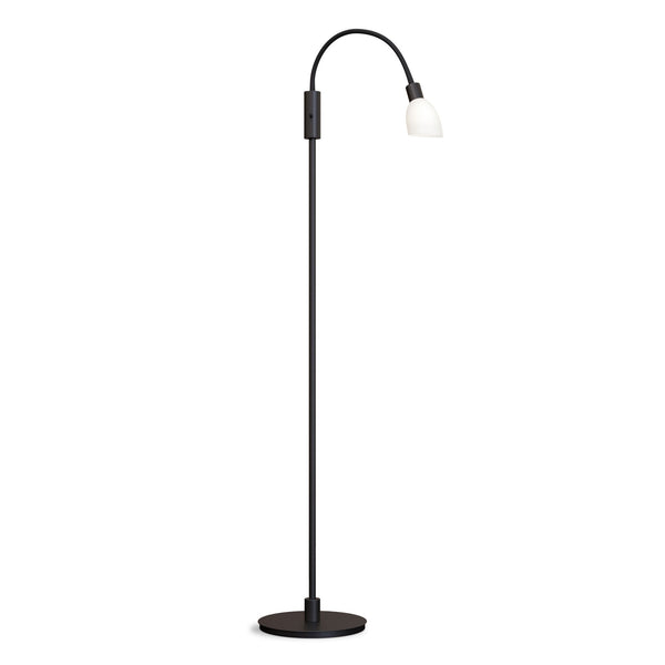 Cut Floor Lamp In Black With Opal Shade