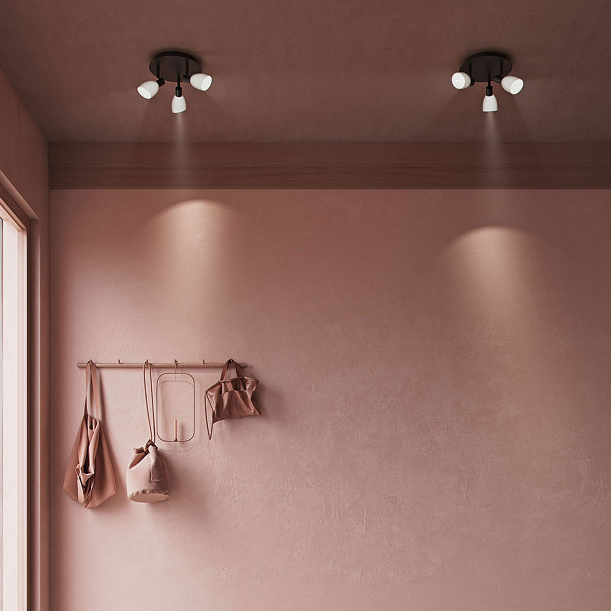 Cut Triple Round Spot Light In Black With Opal Shade