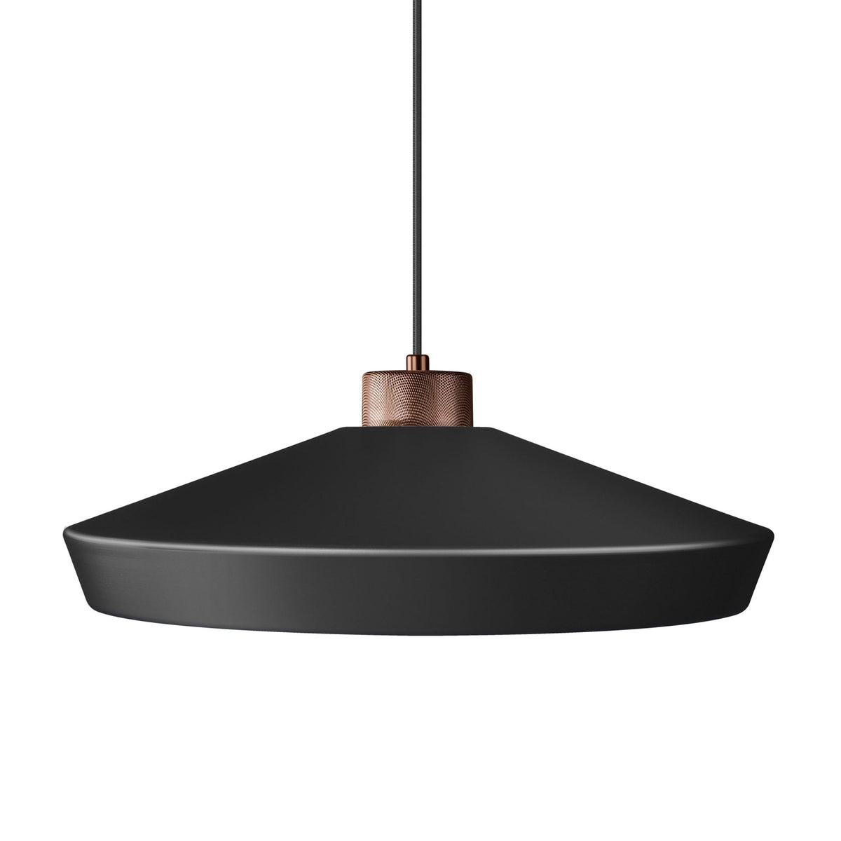 Edge Large Single Pendant In Flat Black With Bronze Detail