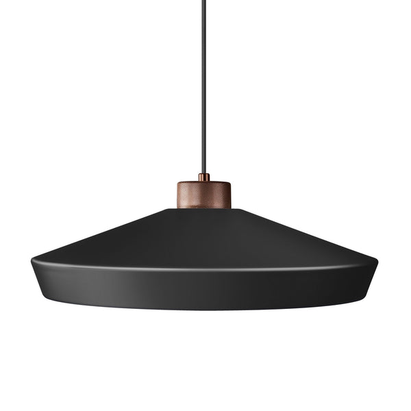 Edge Large Single Pendant In Flat Black With Bronze Detail