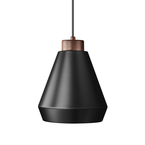Edge Medium Single Pendant In Flat Black With Bronze Detail