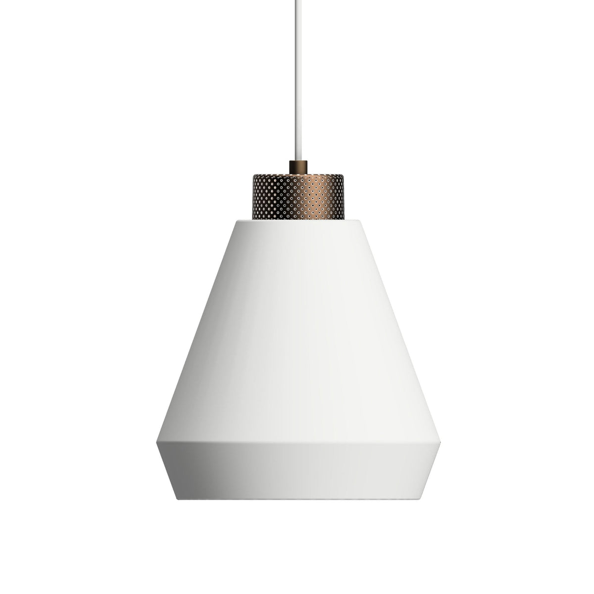 Edge Medium Single Pendant In Flat White With Bronze Detail