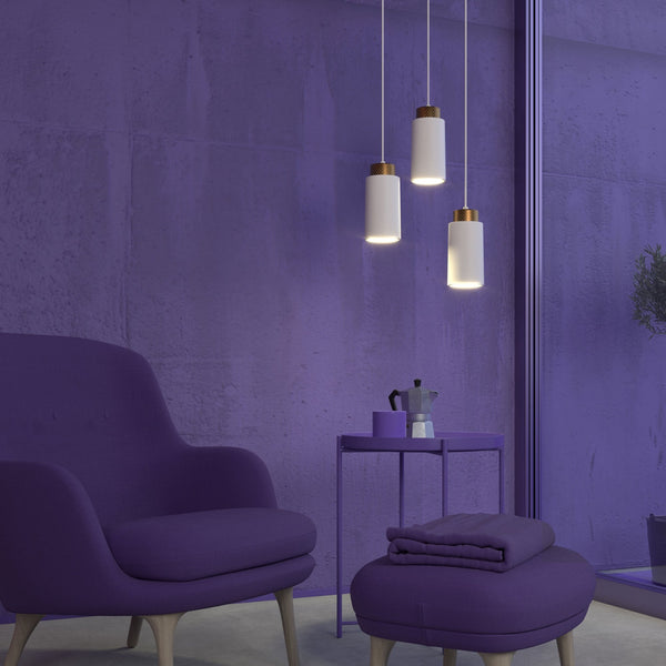 Edge Small Single Pendant In Flat White With Bronze Detail