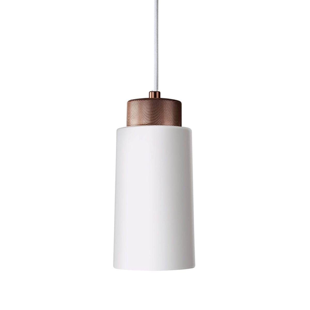 Edge Small Single Pendant In Flat White With Bronze Detail