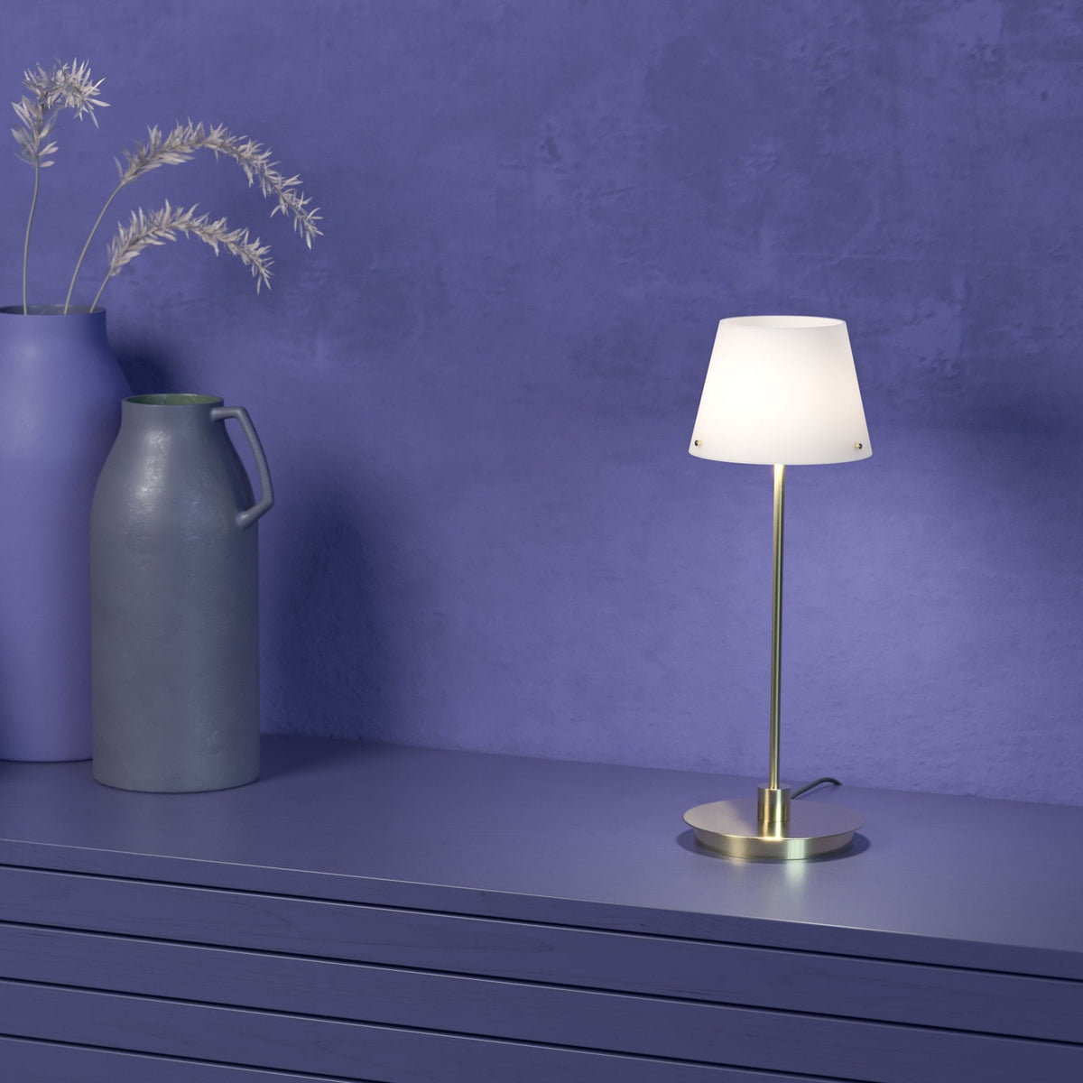 Gil Il Grande Table Lamp IN Satin Brass With Frosted Glass Shade