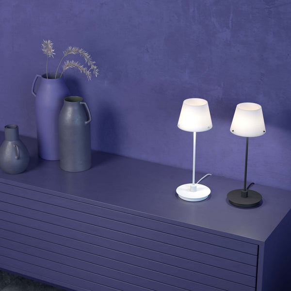 Gil Il Grande Table Lamp In White  With Frosted Glass Shade