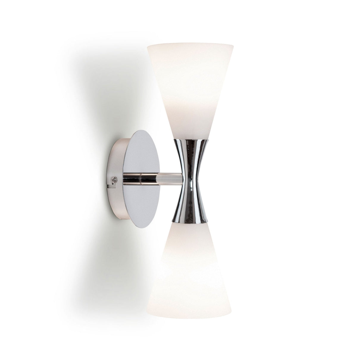 Harlekin Duo Wall Light In Chrome With Frosted Glass Shade