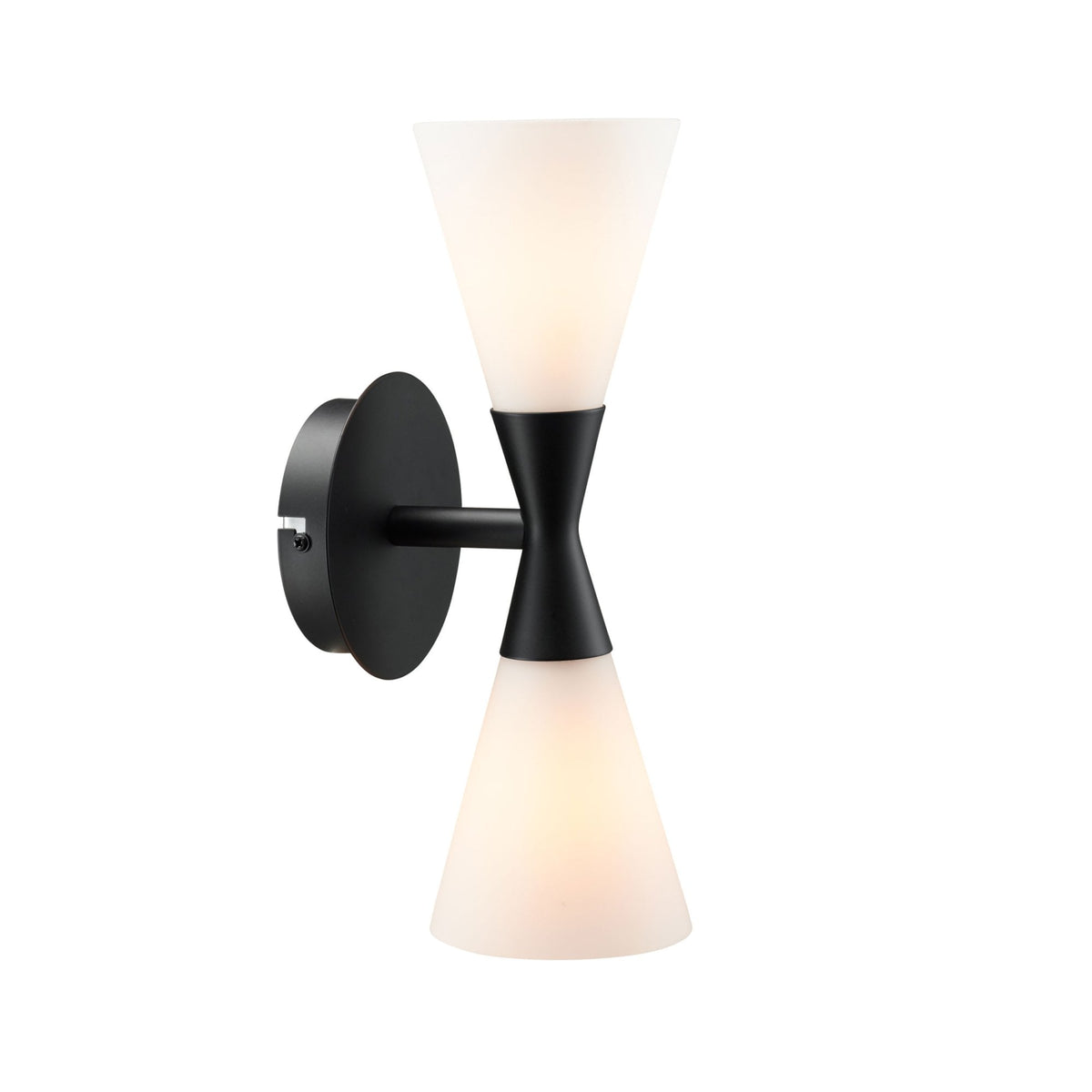 Harlekin Duo Wall Light In Flat Black With Frosted Glass Shade