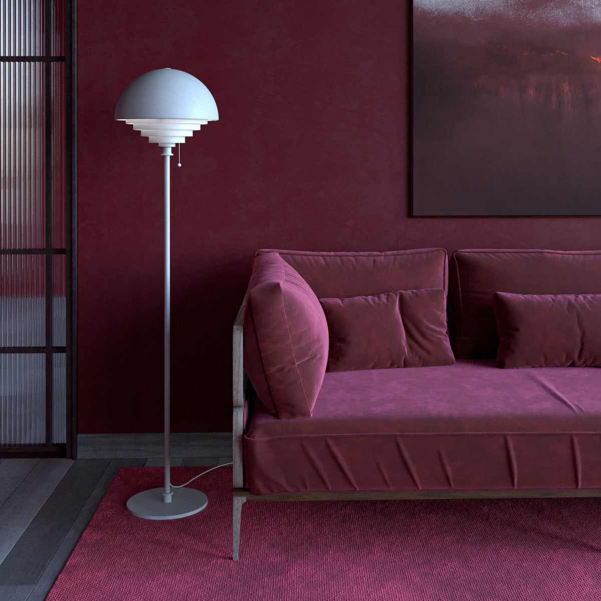 Motown Floor Lamp in Satin Brass