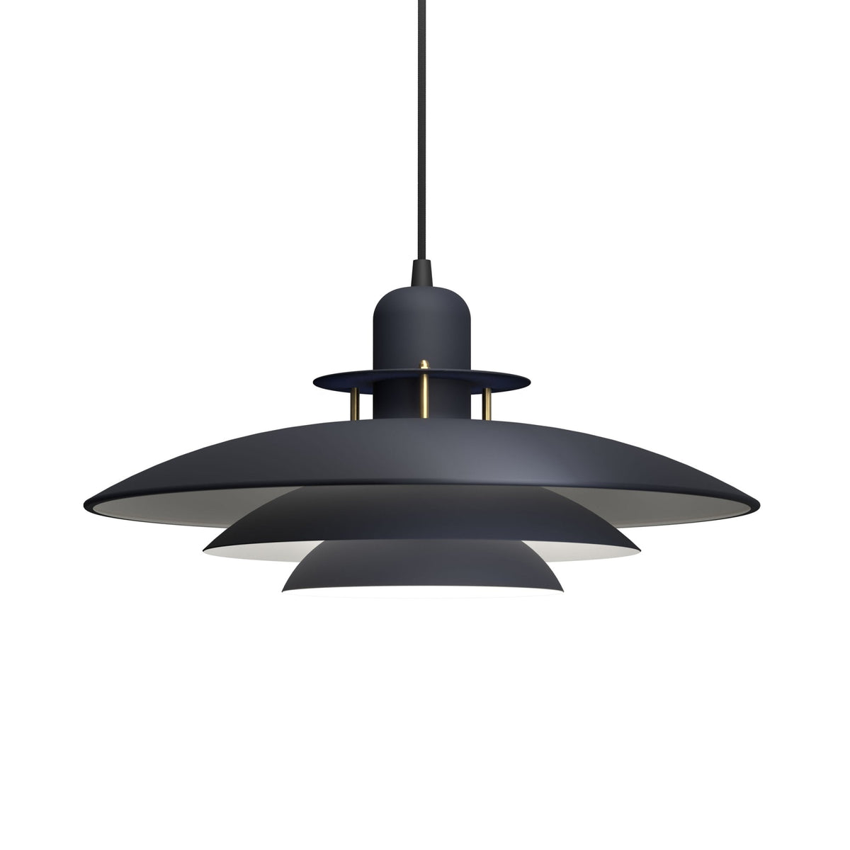 Primus I 430mm Pendant Light in Dark Denim Blue & Brass