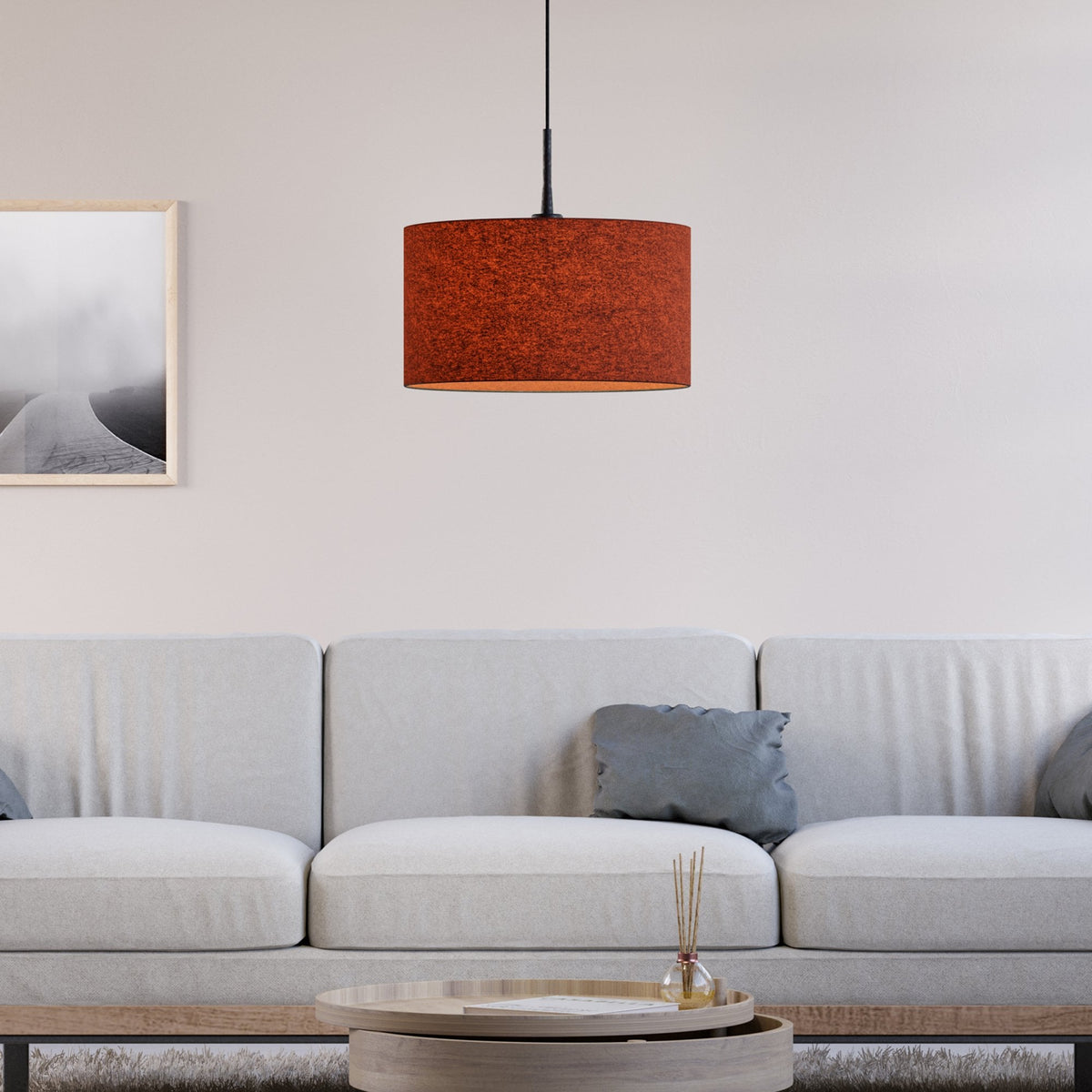 Soft Wool 400mm Pendant In Rust Red