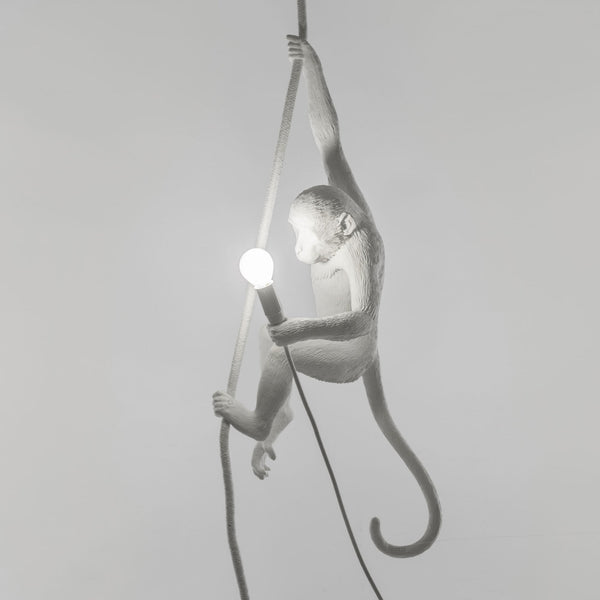 Monkey Indoor Ceiling Light with Rope Edition in White