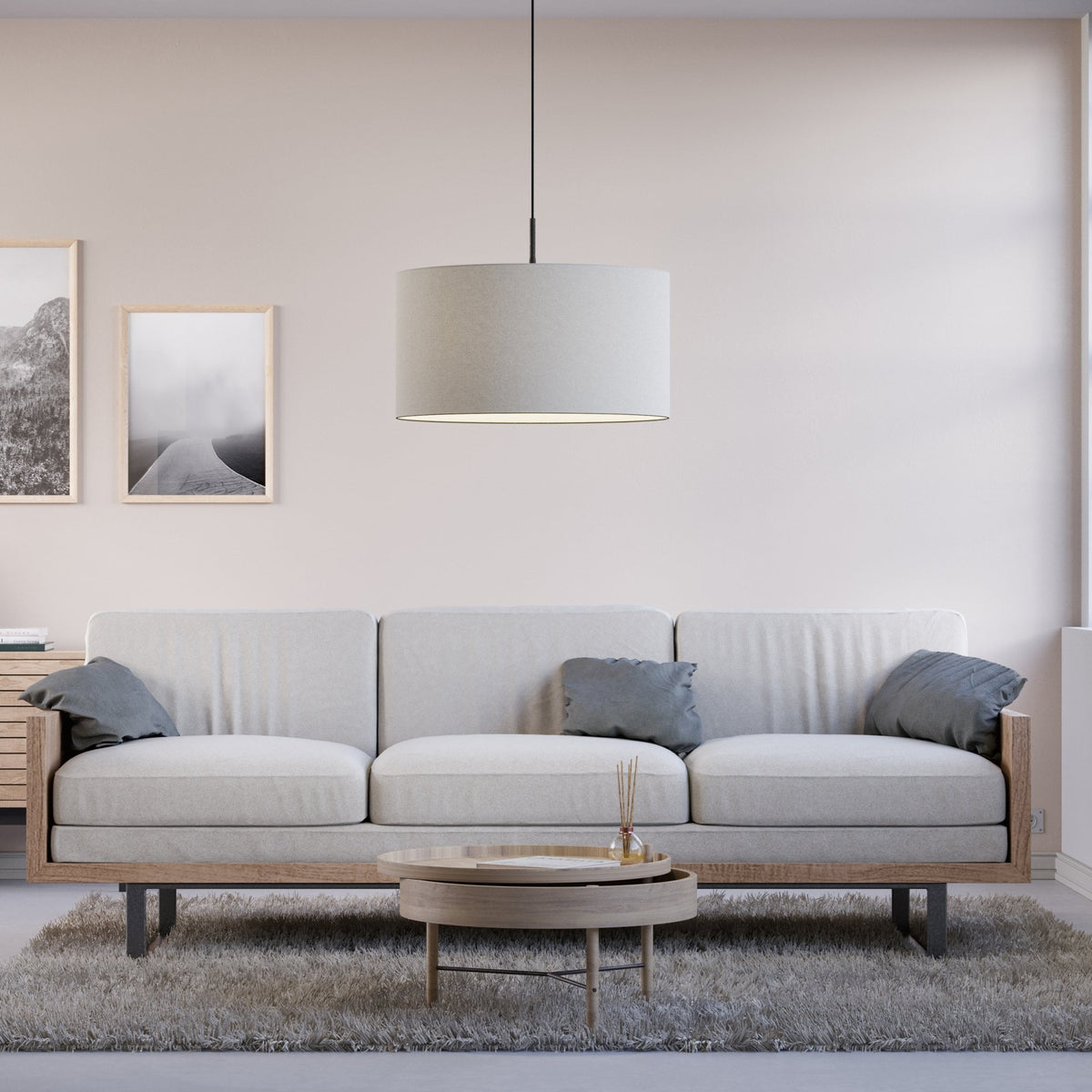 Soft Wool 570mm Pendant In Natural White