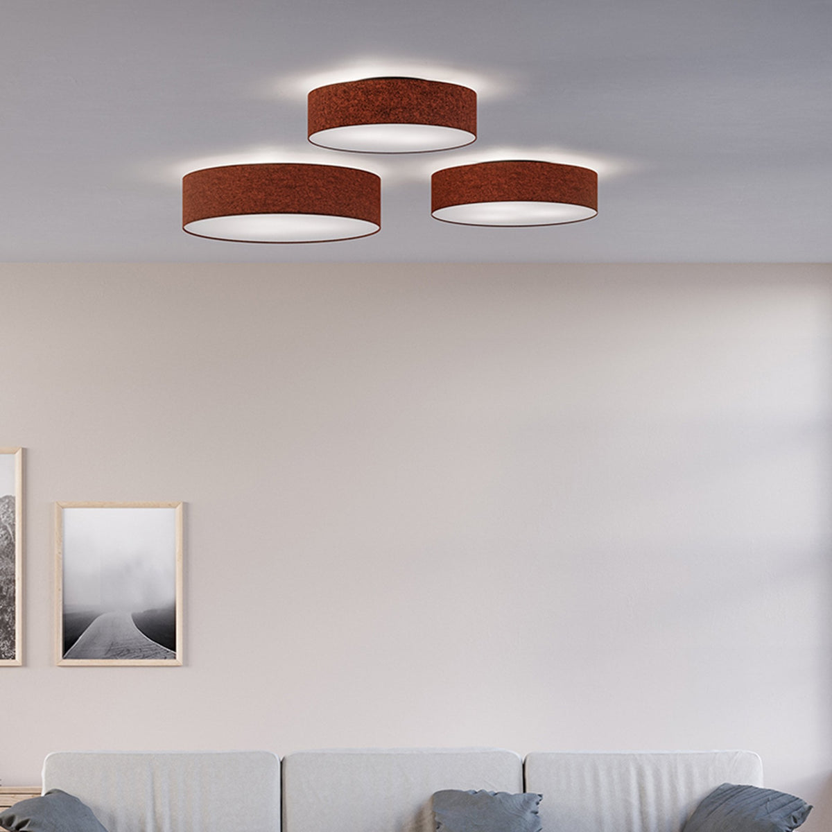 Soft Wool 440mm Ceiling Light In Rust Red