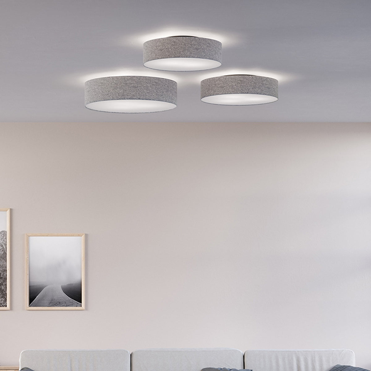 Soft Wool 440mm Ceiling Light In Grey