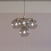 Gloria 5 Light 500mm Chandelier in Brass and Smoke Glass