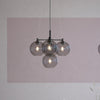 Gloria 5 Light 670mm Chandelier in Black and Smoke Glass