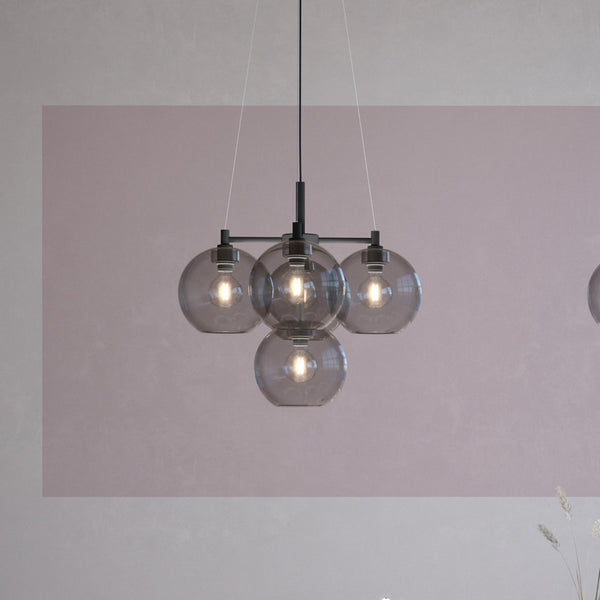 Gloria 5 Light 670mm Chandelier in Black and Smoke Glass